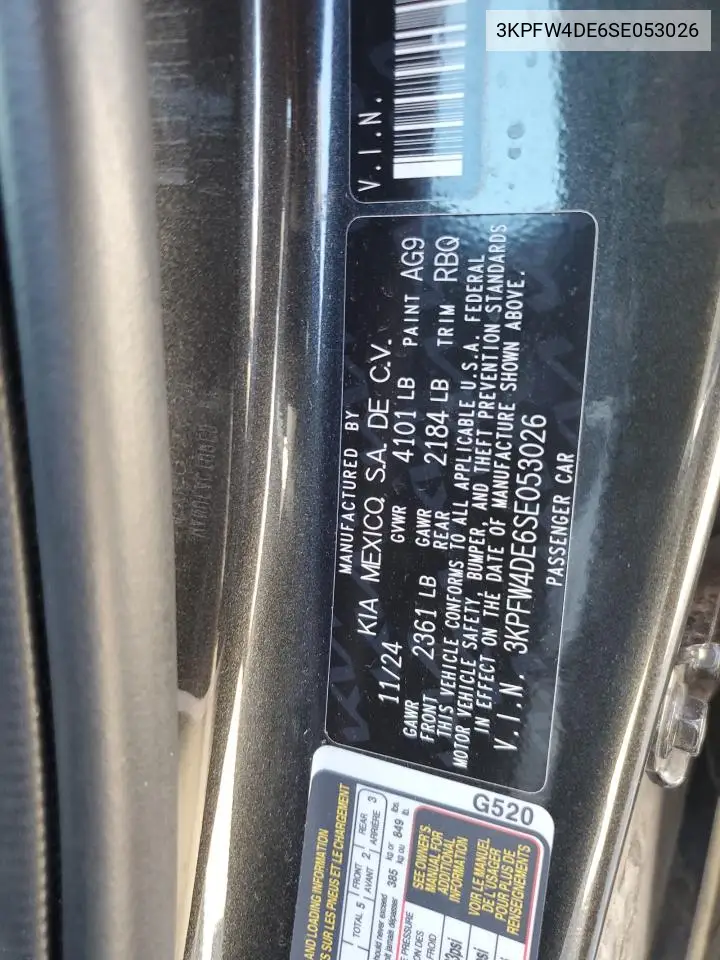 3KPFW4DE6SE053026 2025 Kia K4 Gt Line