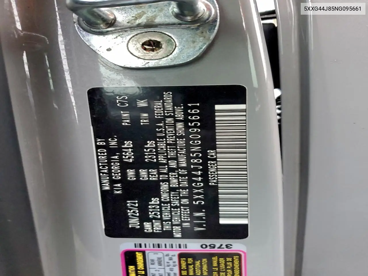 5XXG44J85NG095661 2022 Kia K5 Gt