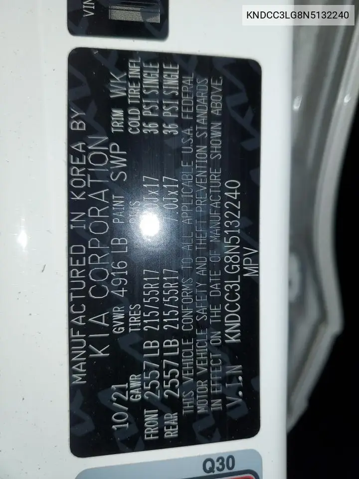 KNDCC3LG8N5132240 2022 Kia Niro S