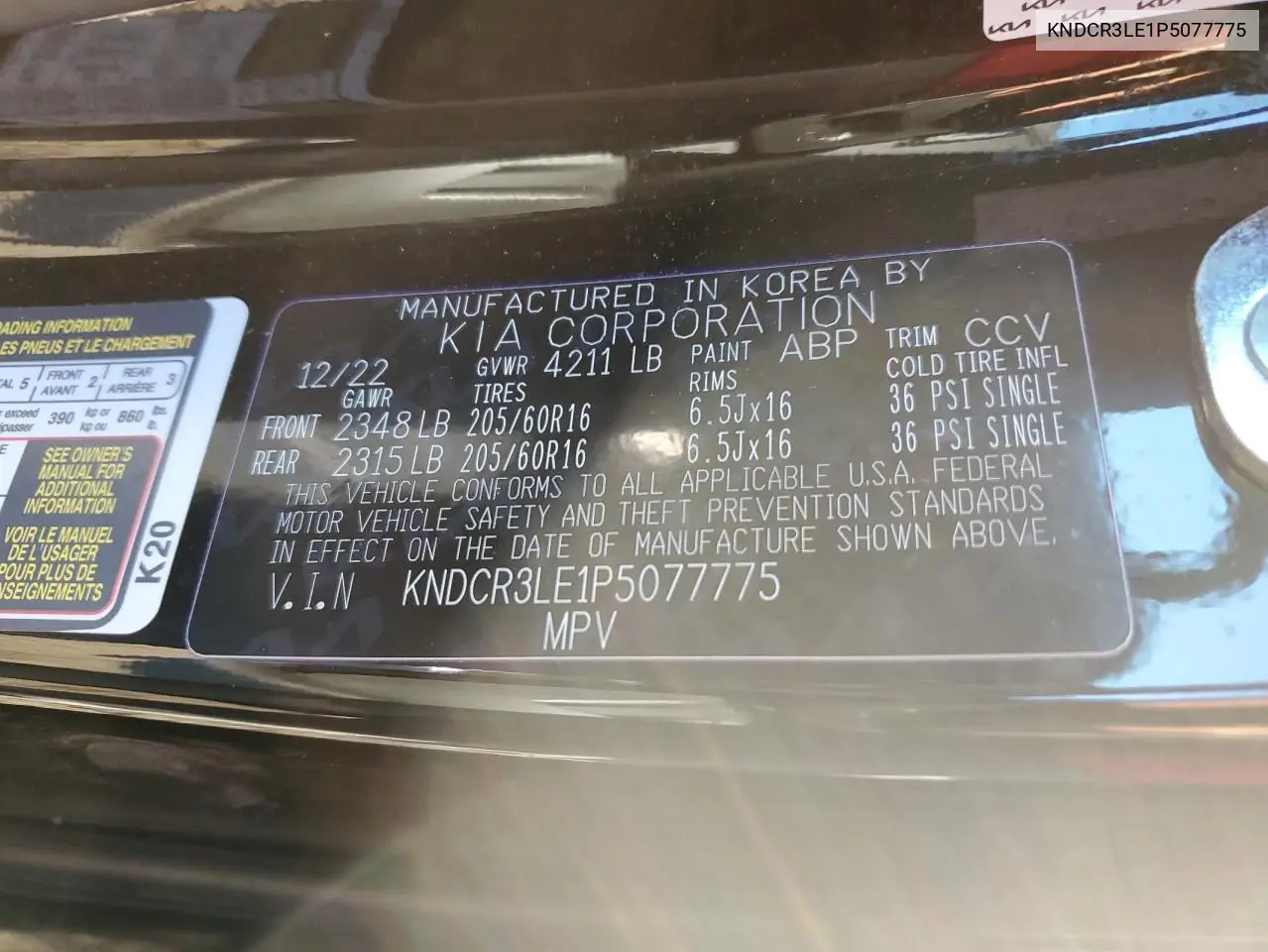 KNDCR3LE1P5077775 2023 Kia Niro Ex