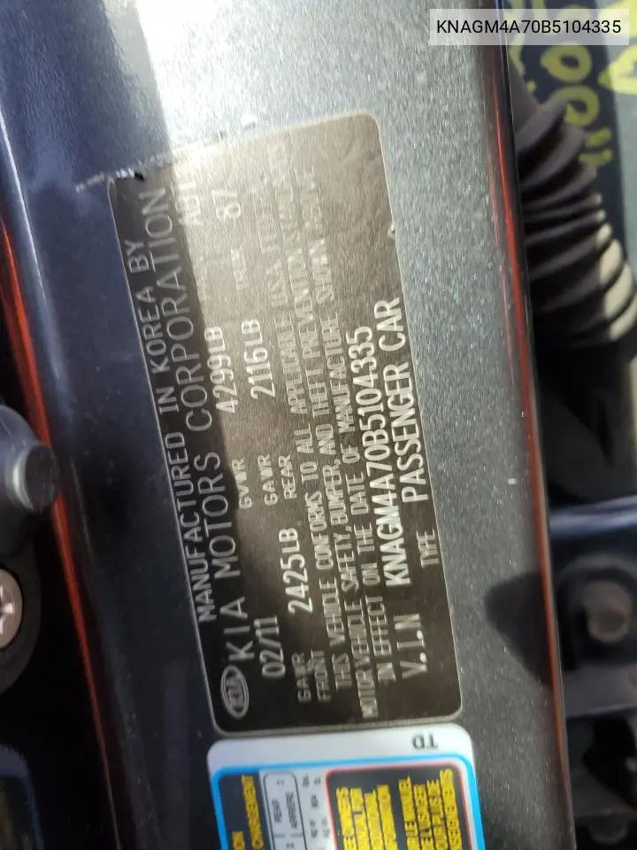 KNAGM4A70B5104335 2011 Kia Optima Lx