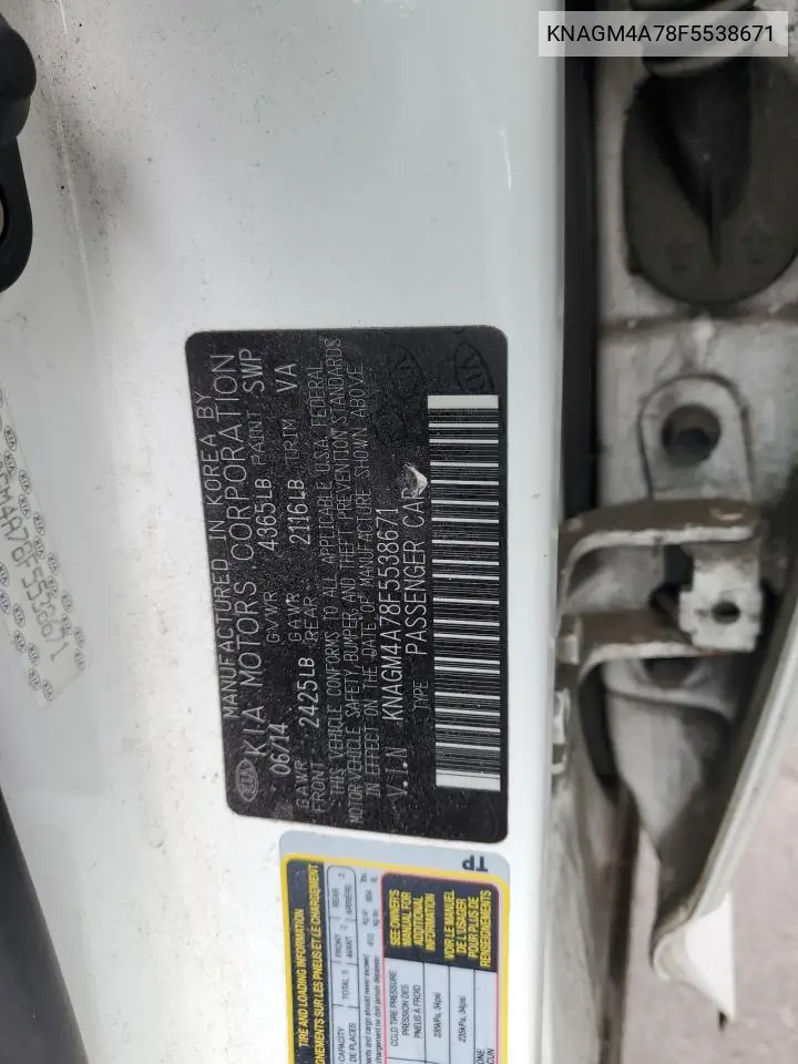KNAGM4A78F5538671 2015 Kia Optima Lx