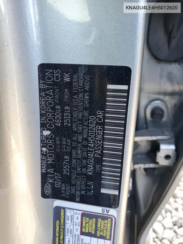 KNAGU4LE4H5012620 2017 Kia Optima Hybrid