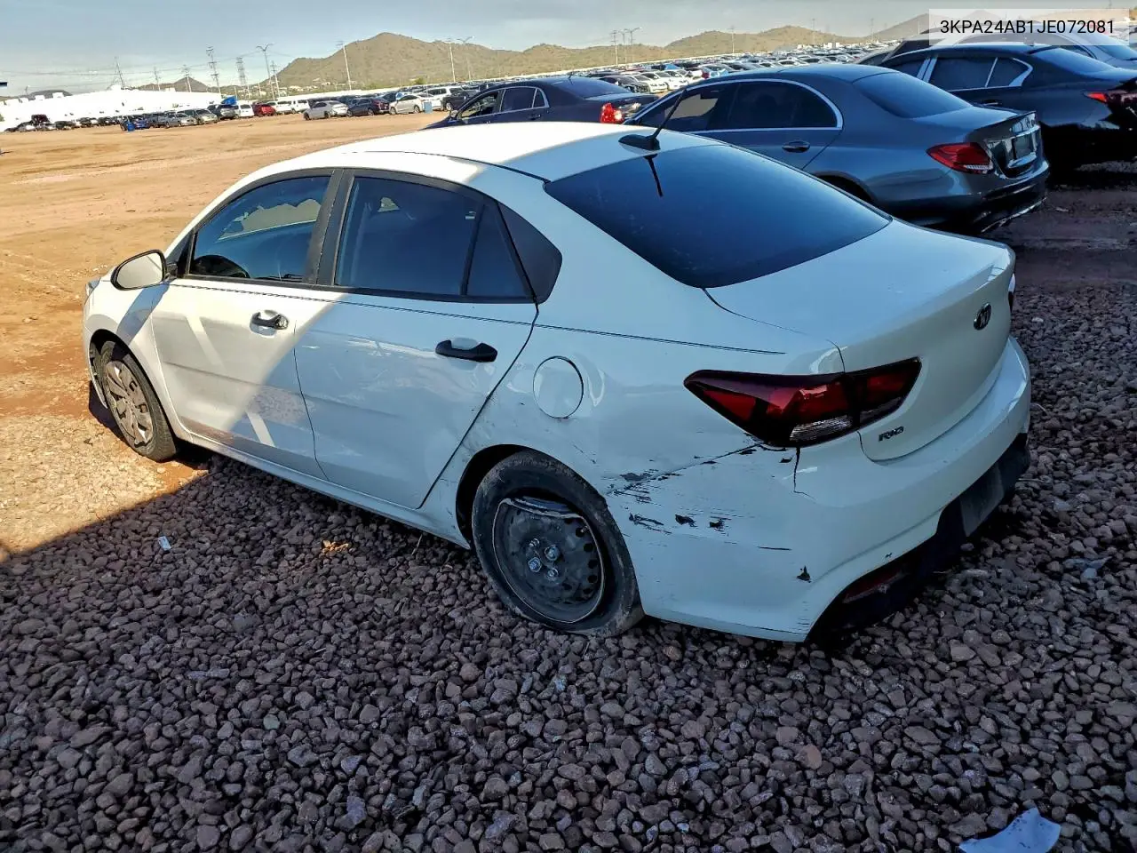 3KPA24AB1JE072081 2018 Kia Rio Lx