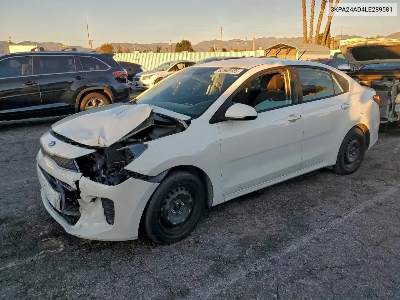 3KPA24AD4LE289581 2020 Kia Rio Lx