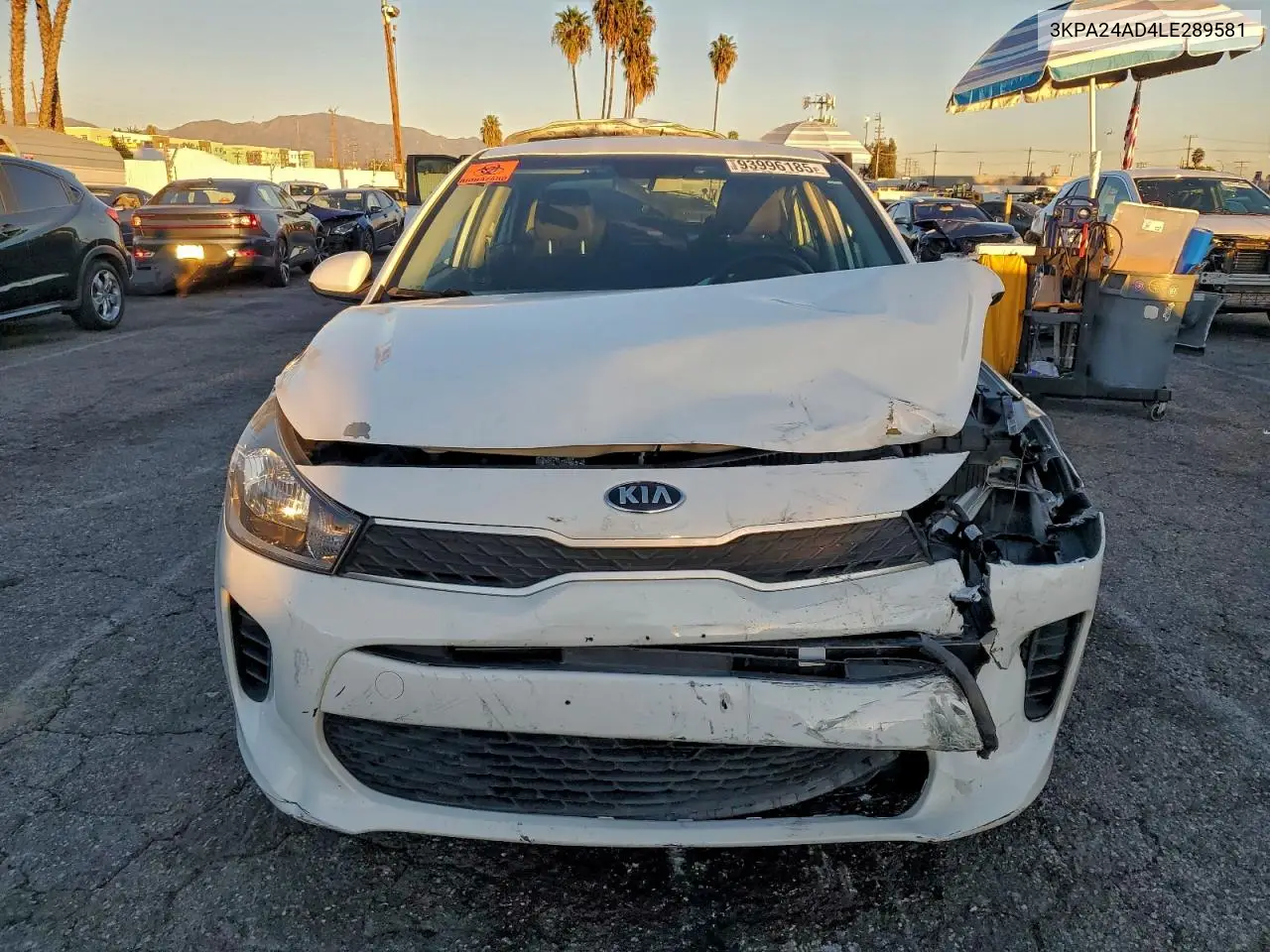 3KPA24AD4LE289581 2020 Kia Rio Lx