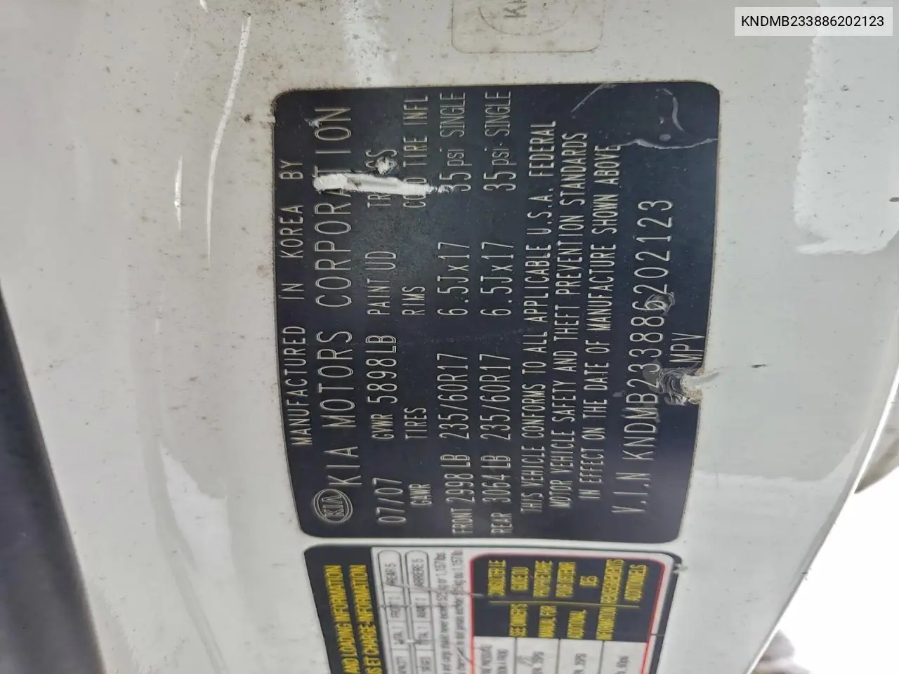 KNDMB233886202123 2008 Kia Sedona Ex
