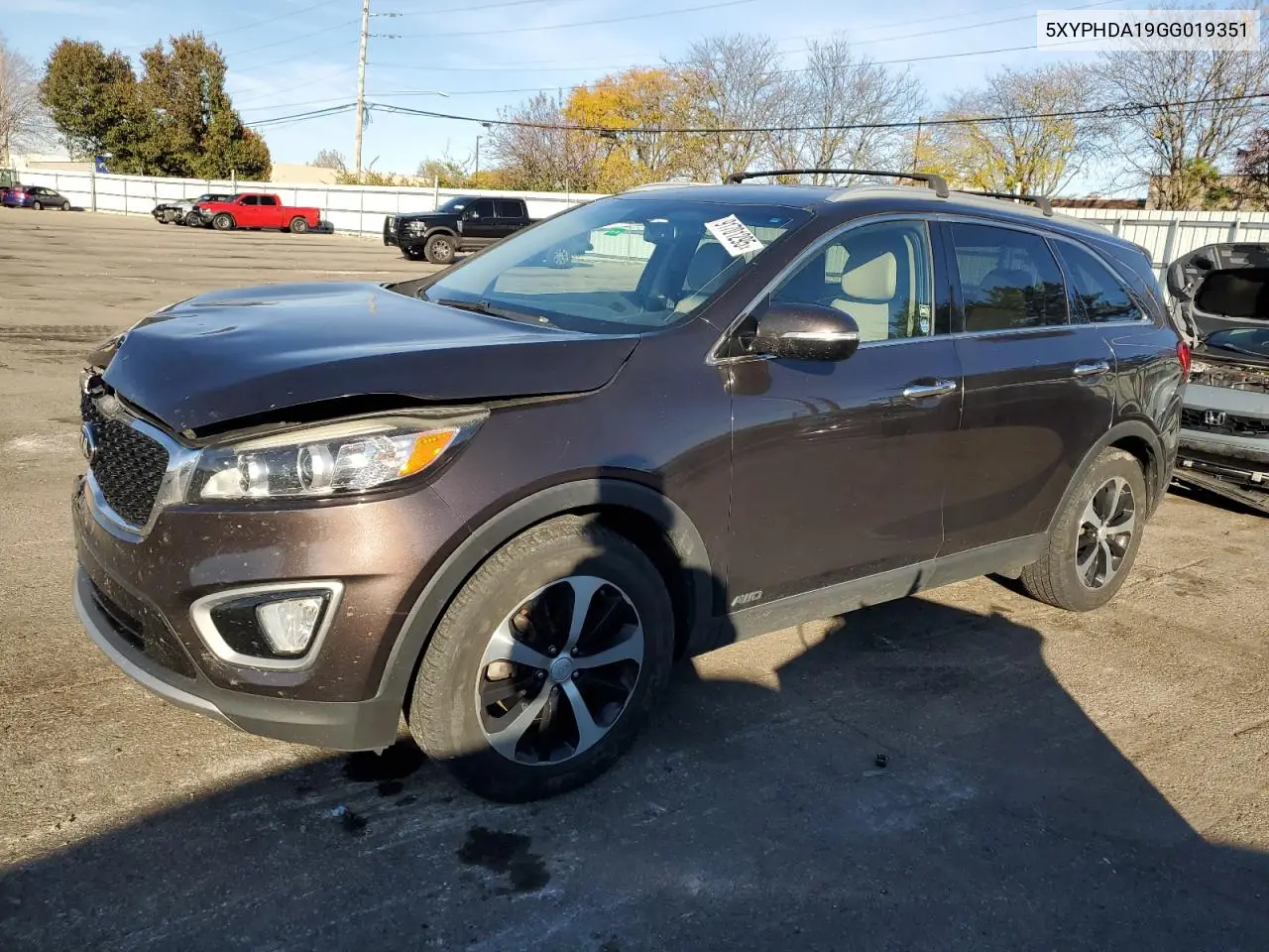 5XYPHDA19GG019351 2016 Kia Sorento Ex