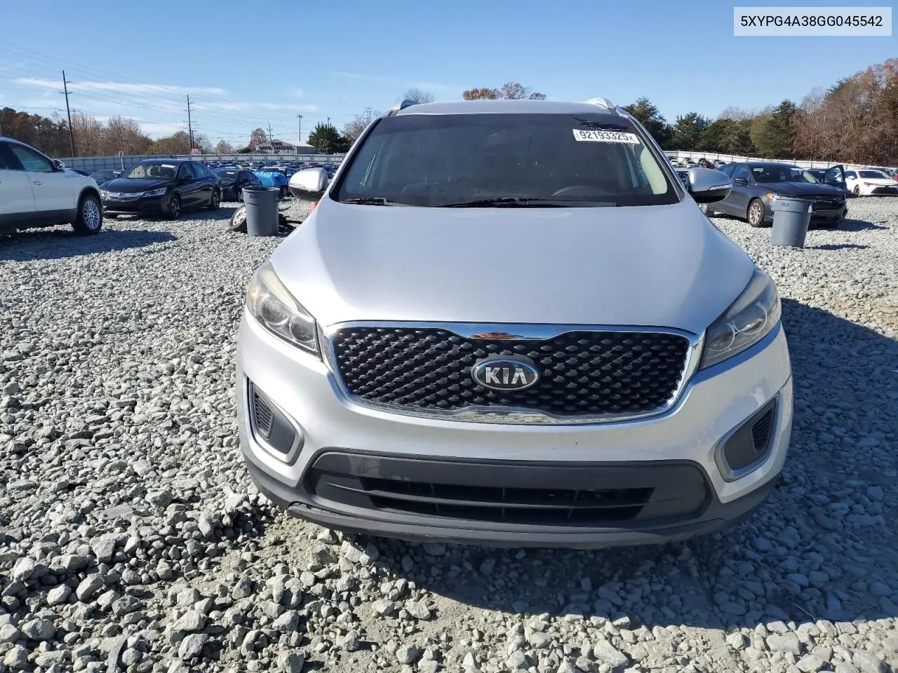 5XYPG4A38GG045542 2016 Kia Sorento Lx