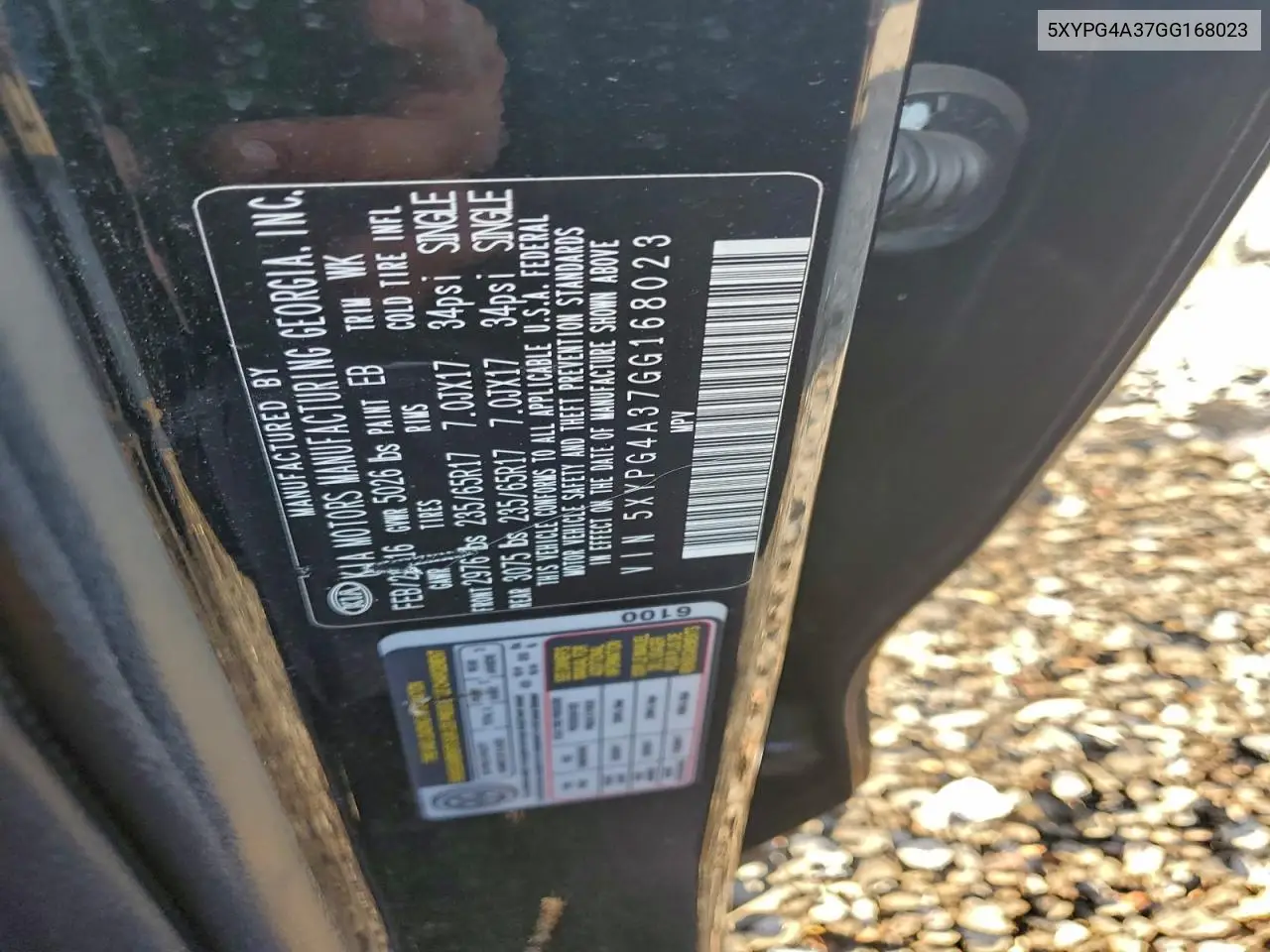 5XYPG4A37GG168023 2016 Kia Sorento Lx