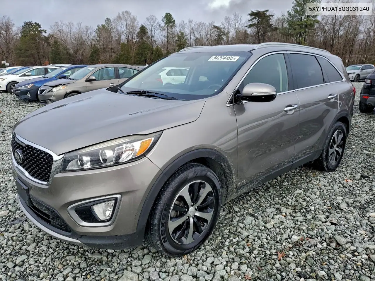 5XYPHDA15GG031240 2016 Kia Sorento Ex