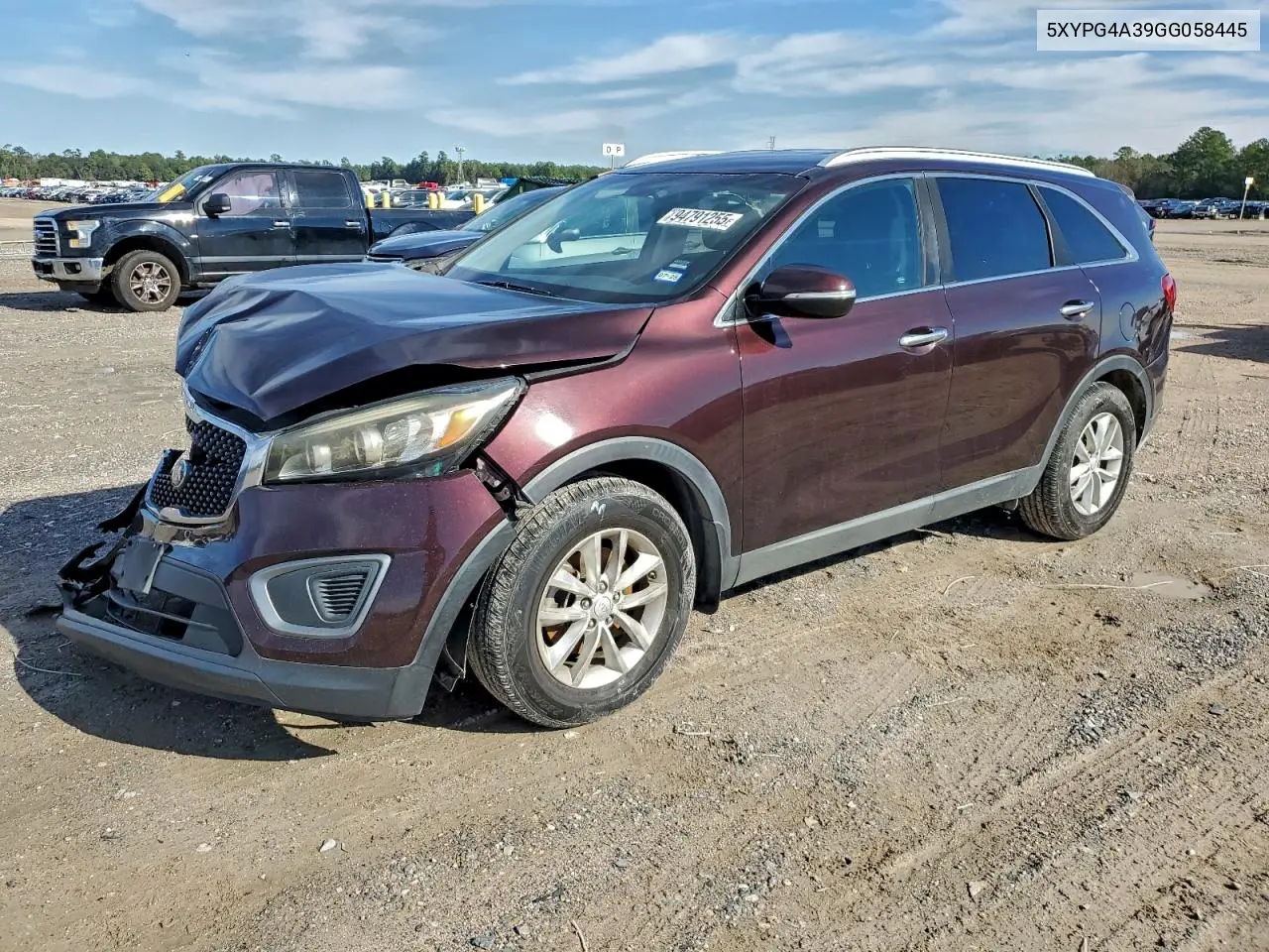 5XYPG4A39GG058445 2016 Kia Sorento Lx