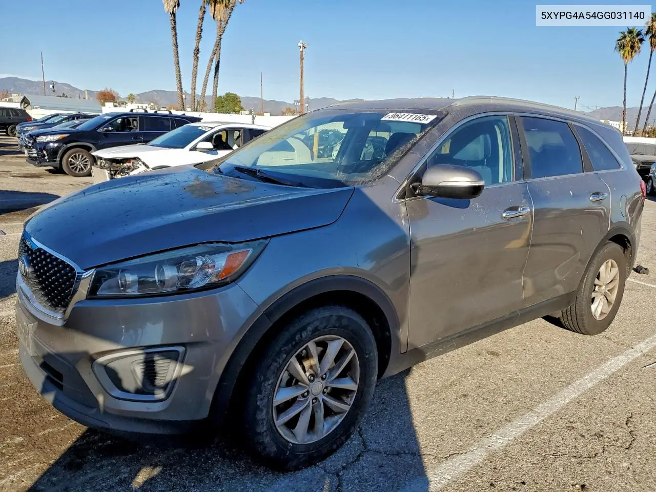 5XYPG4A54GG031140 2016 Kia Sorento Lx