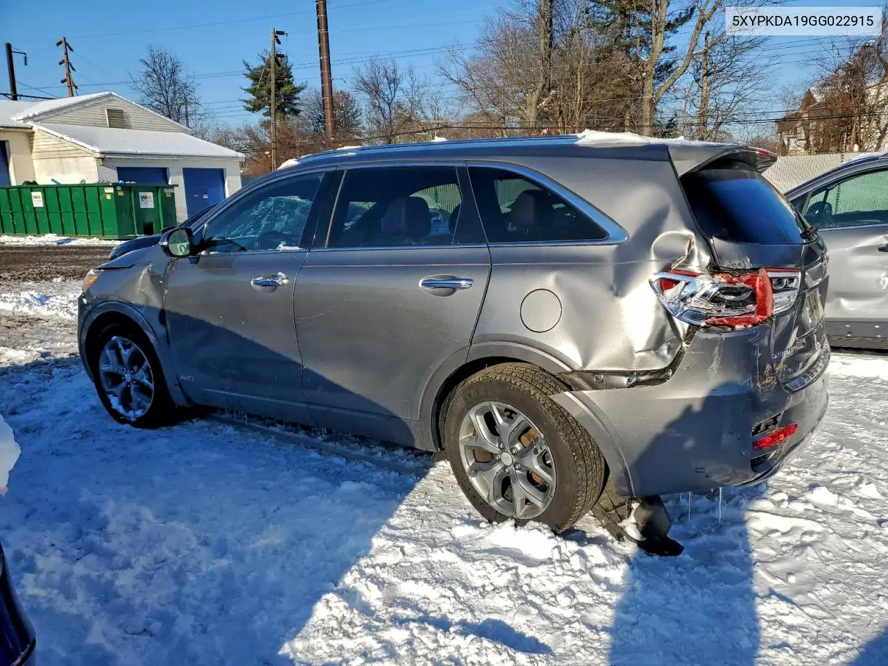 5XYPKDA19GG022915 2016 Kia Sorento Sx