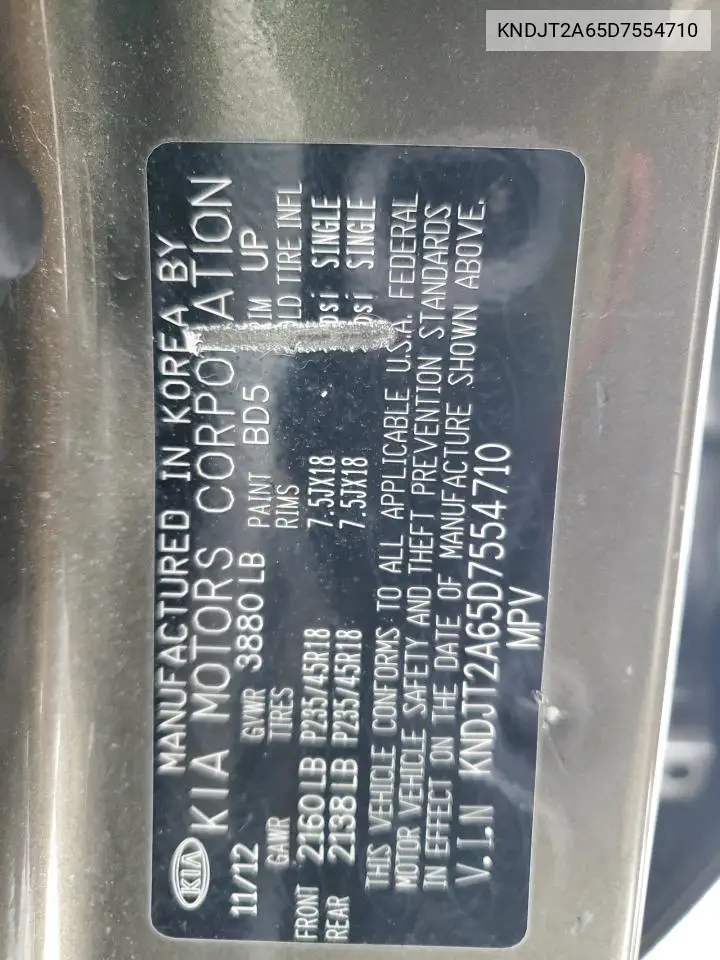 KNDJT2A65D7554710 2013 Kia Soul +