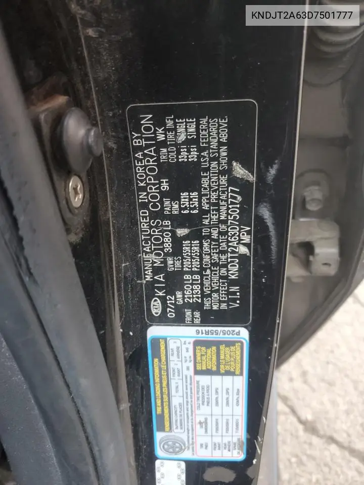 KNDJT2A63D7501777 2013 Kia Soul +
