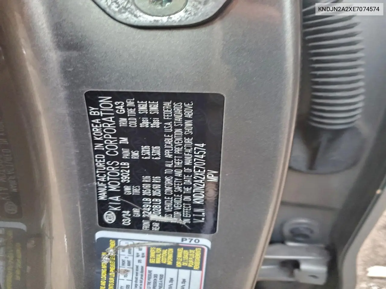 KNDJN2A2XE7074574 2014 Kia Soul