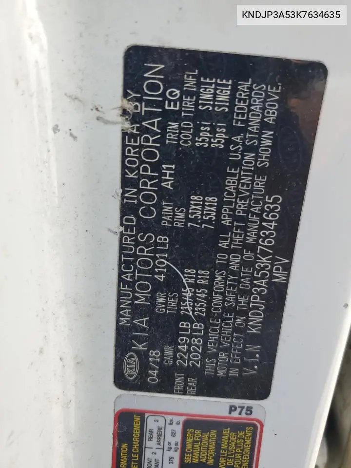 KNDJP3A53K7634635 2019 Kia Soul +