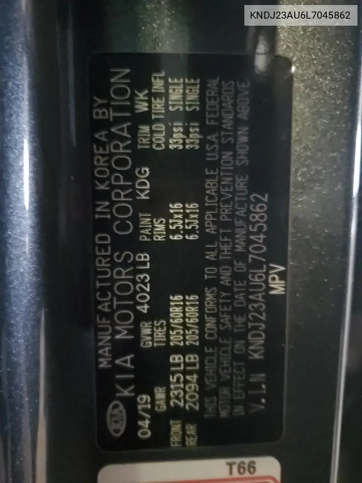 KNDJ23AU6L7045862 2020 Kia Soul Lx