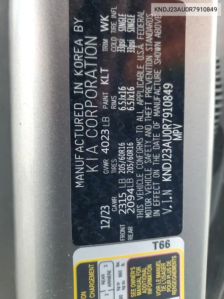 KNDJ23AU0R7910849 2024 Kia Soul Lx