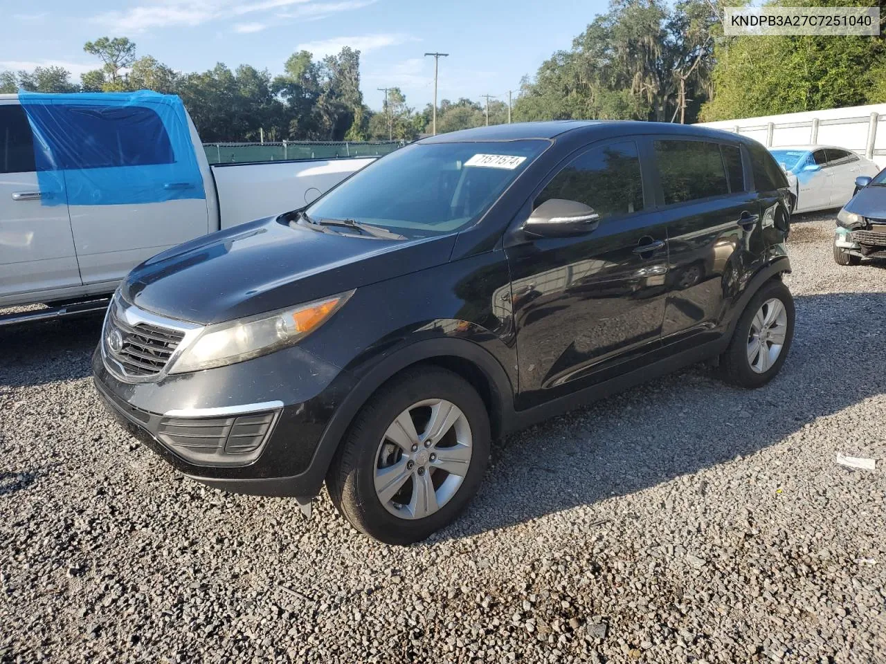 2012 Kia Sportage Base VIN: KNDPB3A27C7251040 Lot: 71571574