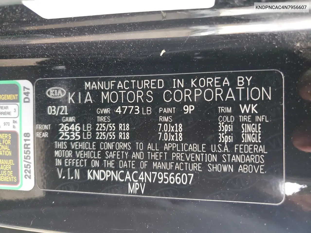 KNDPNCAC4N7956607 2022 Kia Sportage Ex