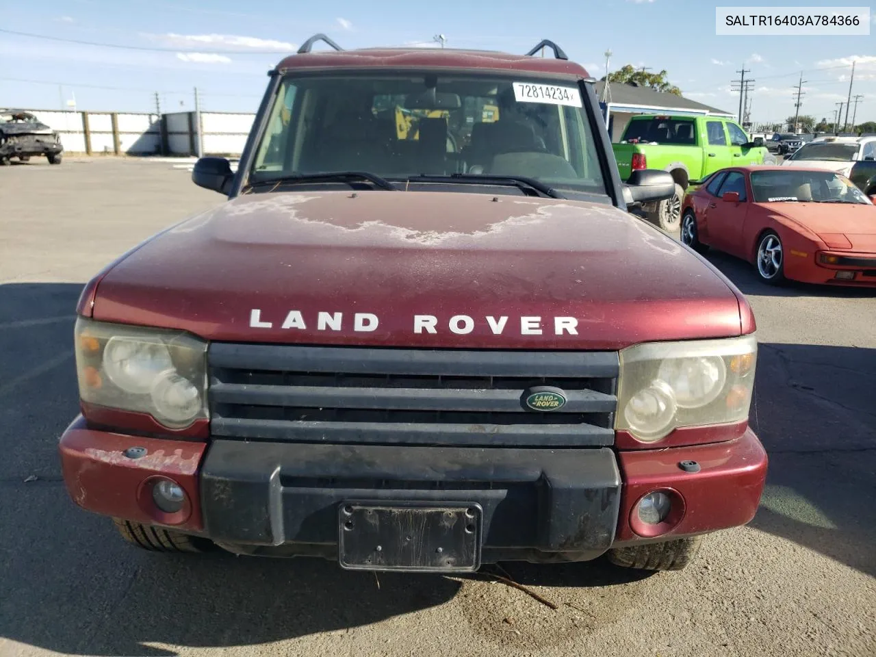 2003 Land Rover Discovery Ii Hse VIN: SALTR16403A784366 Lot: 72814234