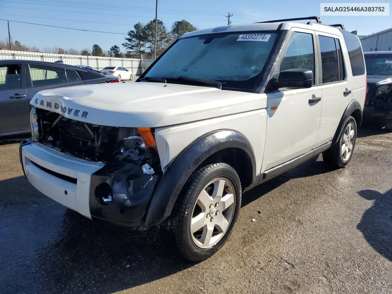 2006 Land Rover Lr3 Hse VIN: SALAG25446A383752 Lot: 40352274