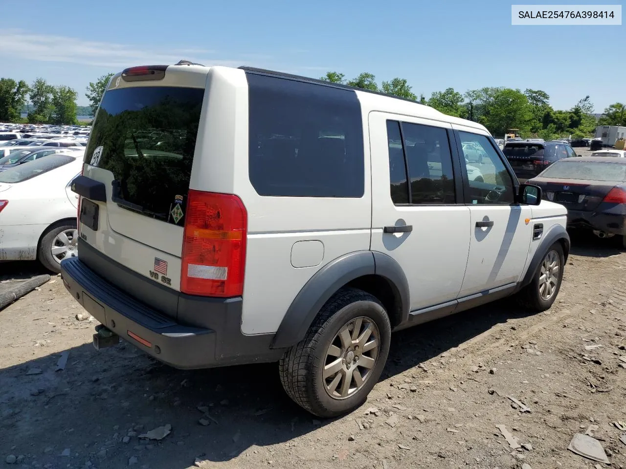 2006 Land Rover Lr3 Se VIN: SALAE25476A398414 Lot: 55814744