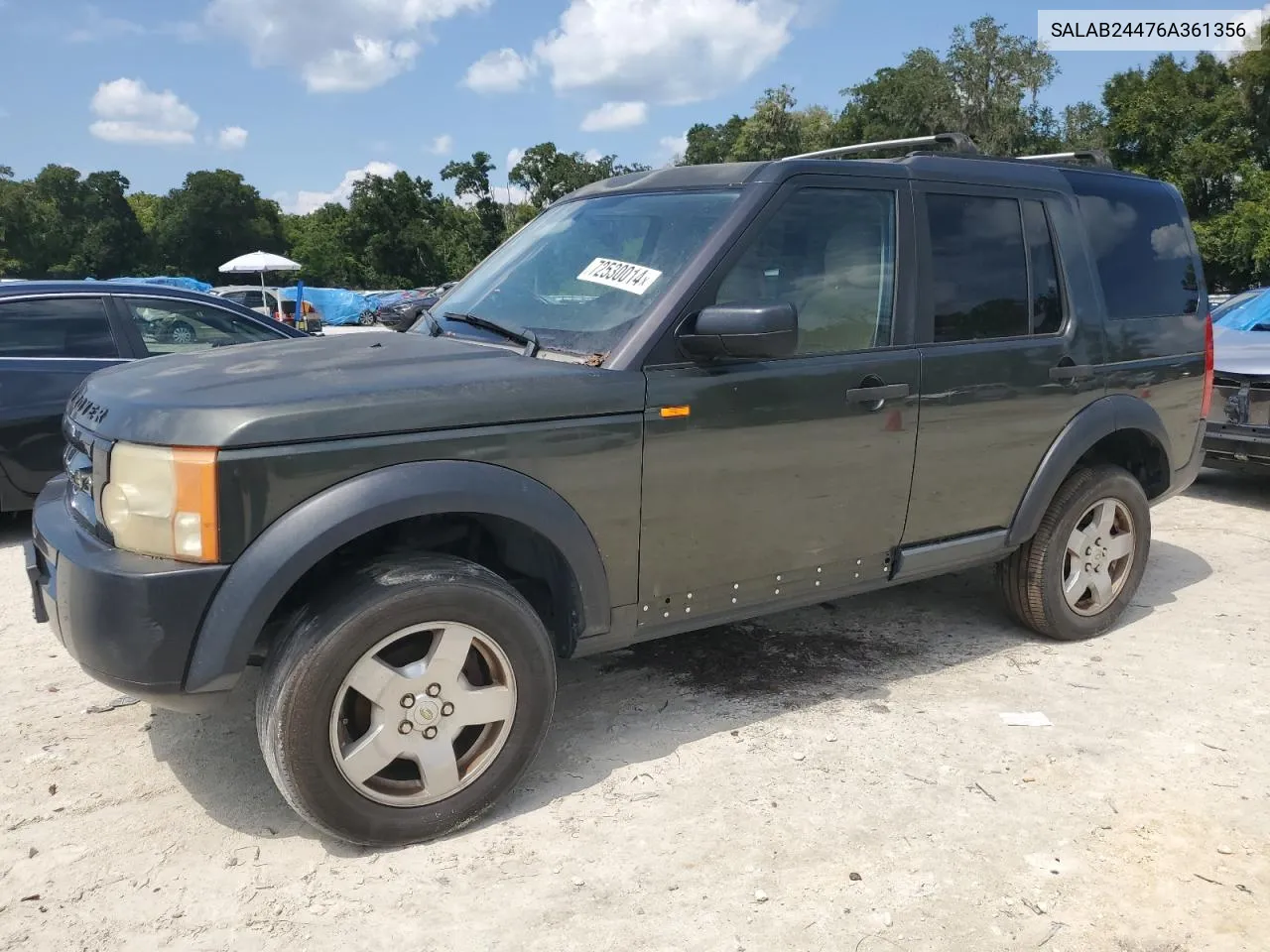 2006 Land Rover Lr3 VIN: SALAB24476A361356 Lot: 72530014