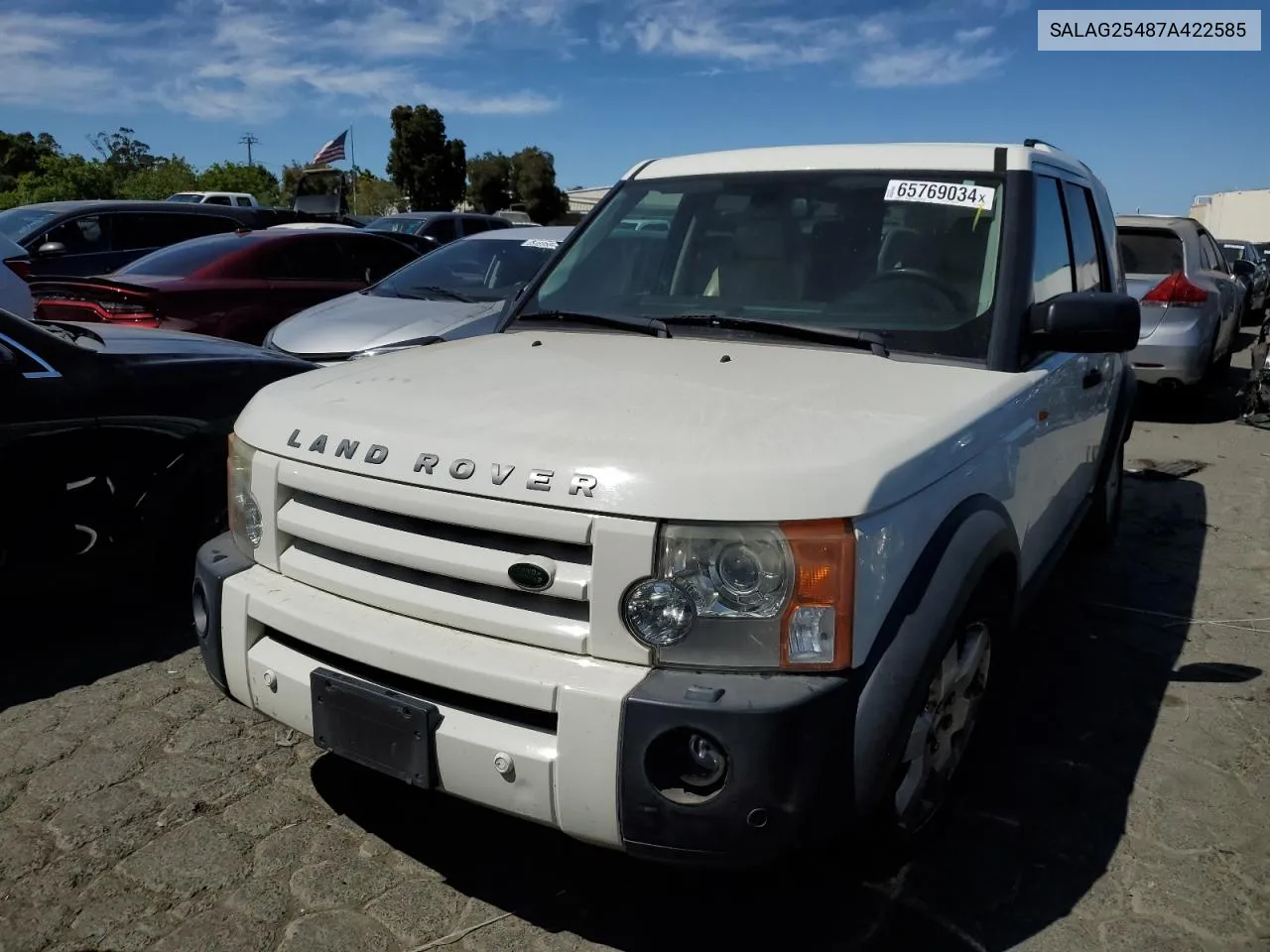 2007 Land Rover Lr3 Hse VIN: SALAG25487A422585 Lot: 65769034