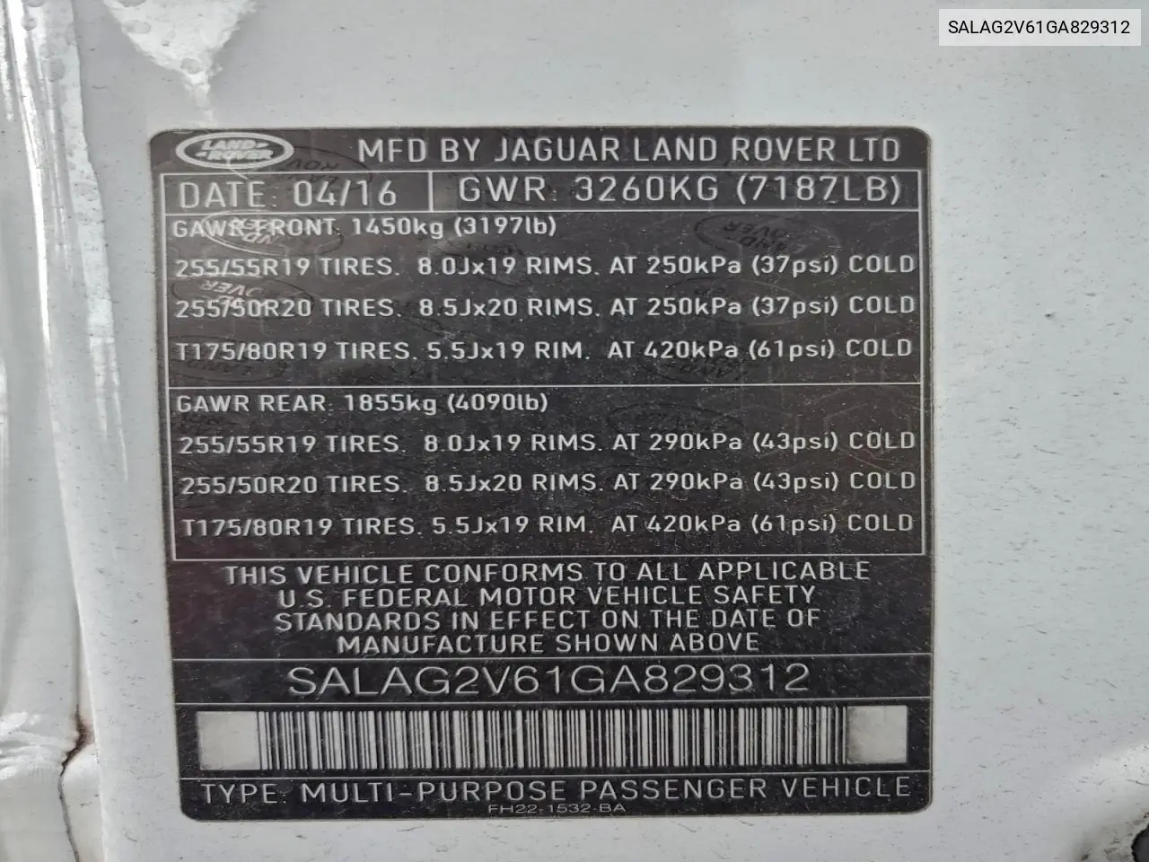 SALAG2V61GA829312 2016 Land Rover Lr4 Hse