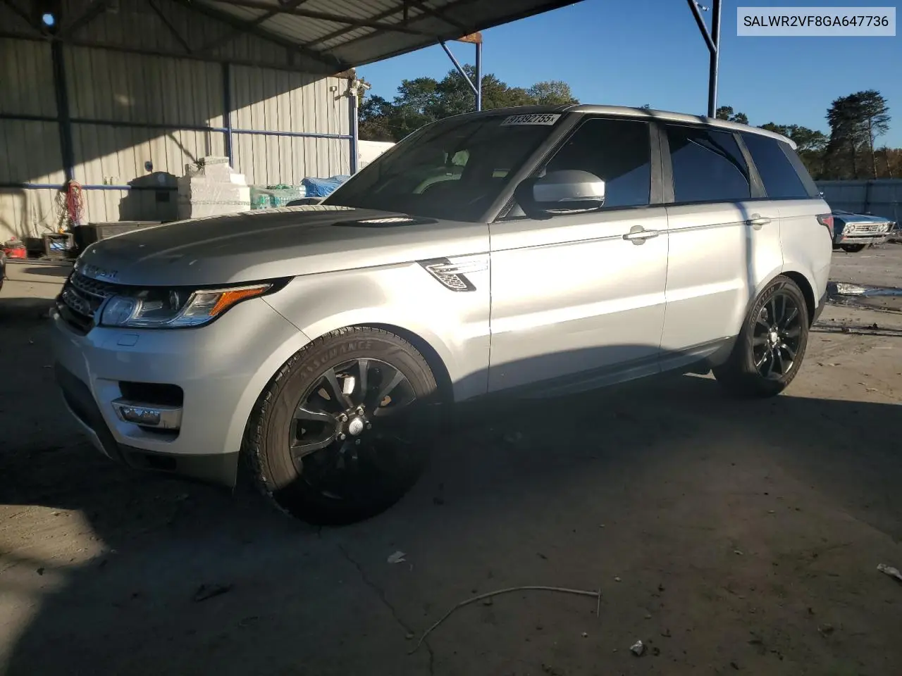 SALWR2VF8GA647736 2016 Land Rover Range Rover Sport Hse