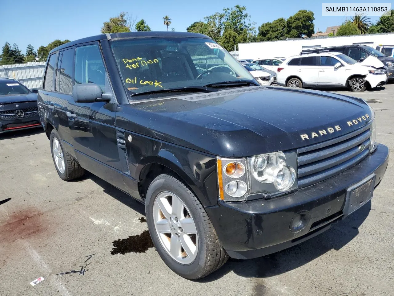 2003 Land Rover Range Rover Hse VIN: SALMB11463A110853 Lot: 56523504