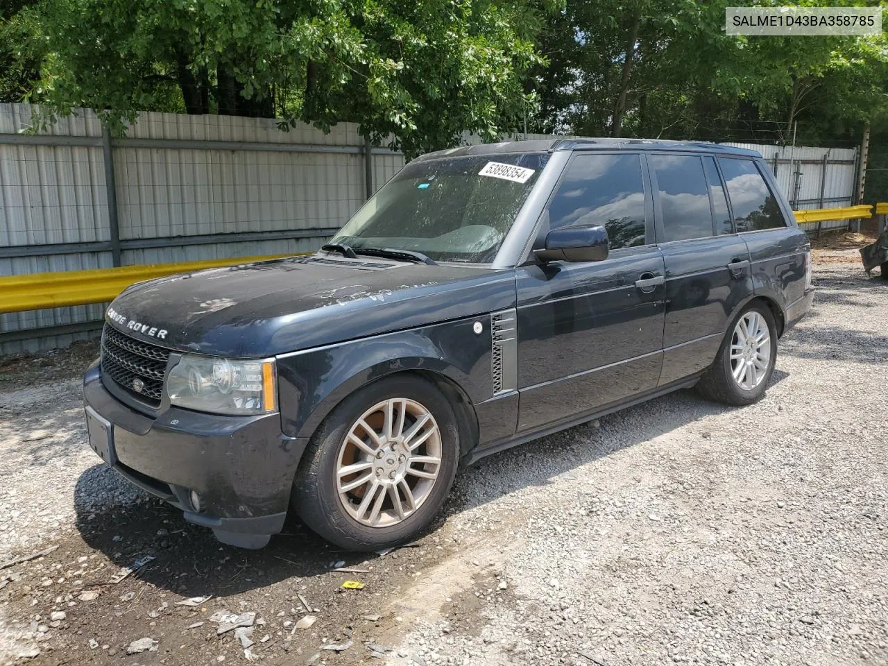 2011 Land Rover Range Rover Hse VIN: SALME1D43BA358785 Lot: 53898354