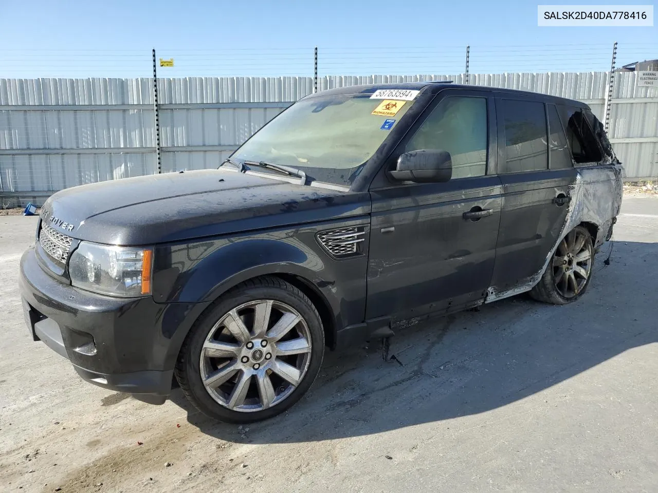 2013 Land Rover Range Rover Sport Hse Luxury VIN: SALSK2D40DA778416 Lot: 58763594