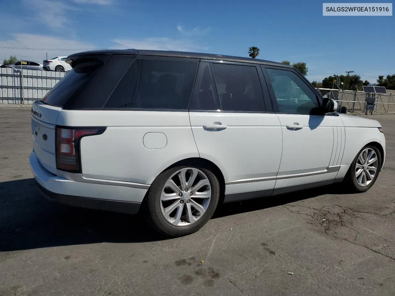 2014 Land Rover Range Rover Hse VIN: SALGS2WF0EA151916 Lot: 51354794