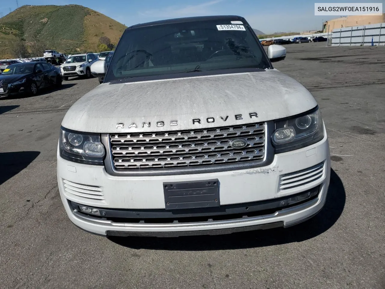 2014 Land Rover Range Rover Hse VIN: SALGS2WF0EA151916 Lot: 51354794