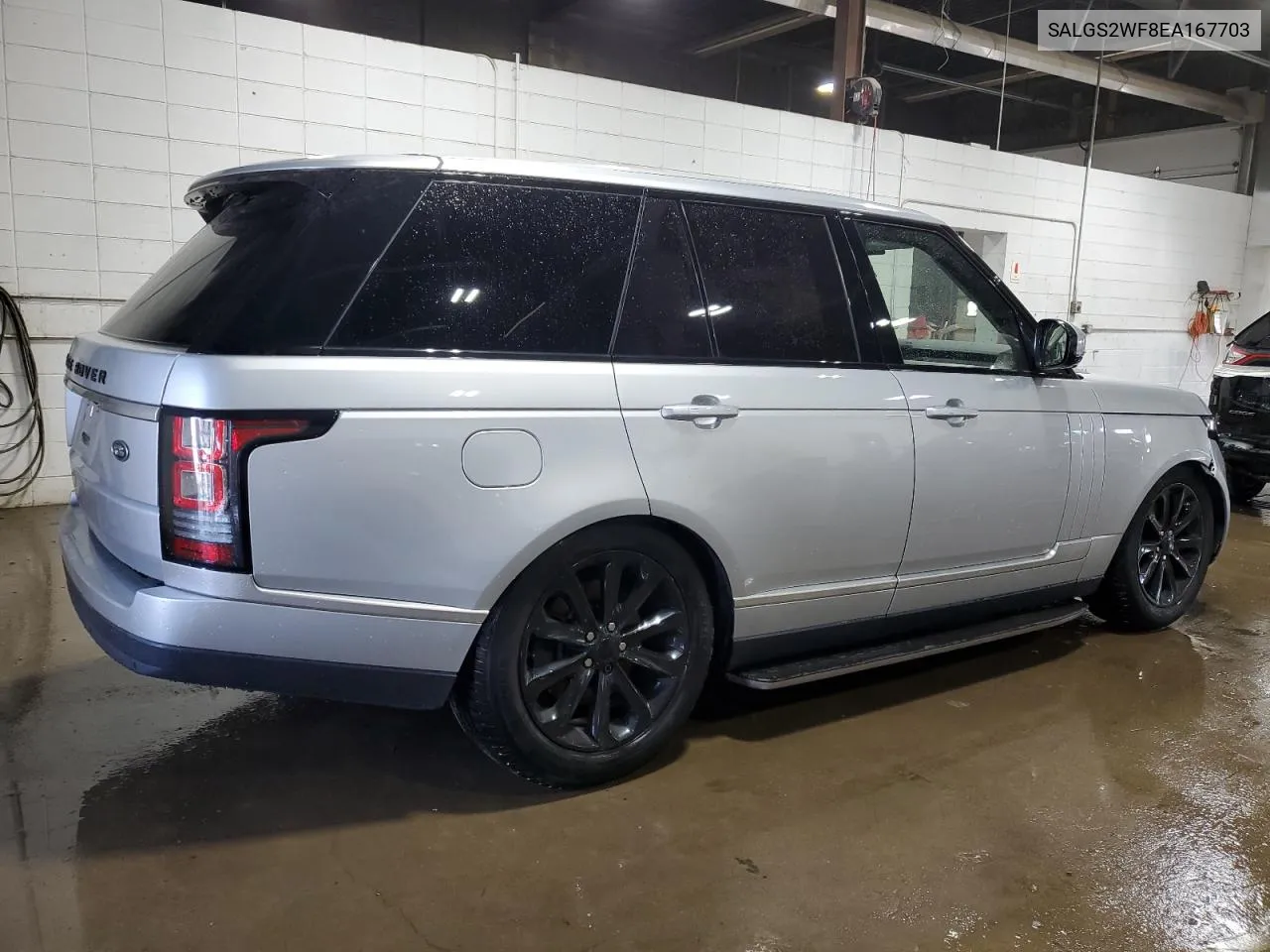 2014 Land Rover Range Rover Hse VIN: SALGS2WF8EA167703 Lot: 71320974