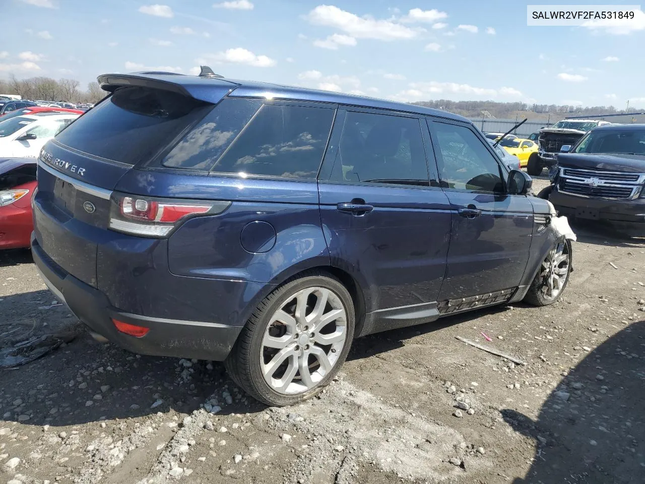 2015 Land Rover Range Rover Sport Hse VIN: SALWR2VF2FA531849 Lot: 46579064