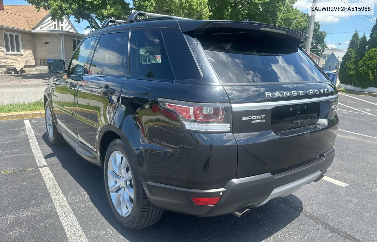 2015 Land Rover Range Rover Sport Hse VIN: SALWR2VF2FA515988 Lot: 62475714