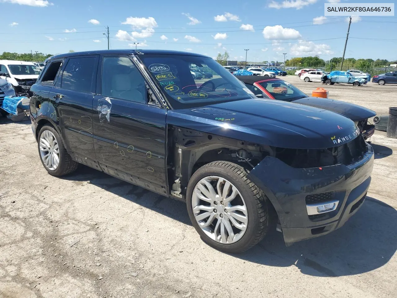 2016 Land Rover Range Rover Sport Hse VIN: SALWR2KF8GA646736 Lot: 49590194