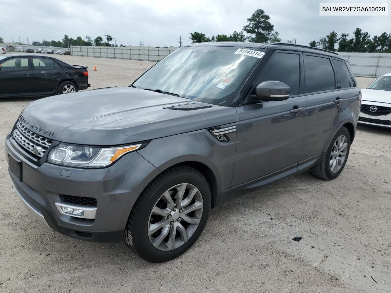 2016 Land Rover Range Rover Sport Hse VIN: SALWR2VF7GA650028 Lot: 51943314