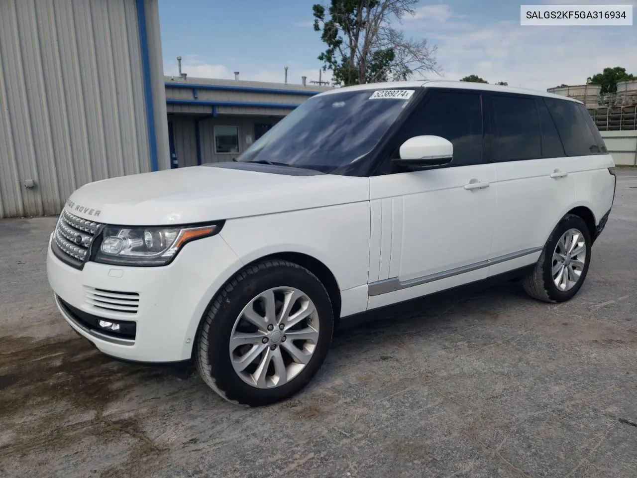 2016 Land Rover Range Rover Hse VIN: SALGS2KF5GA316934 Lot: 52389274