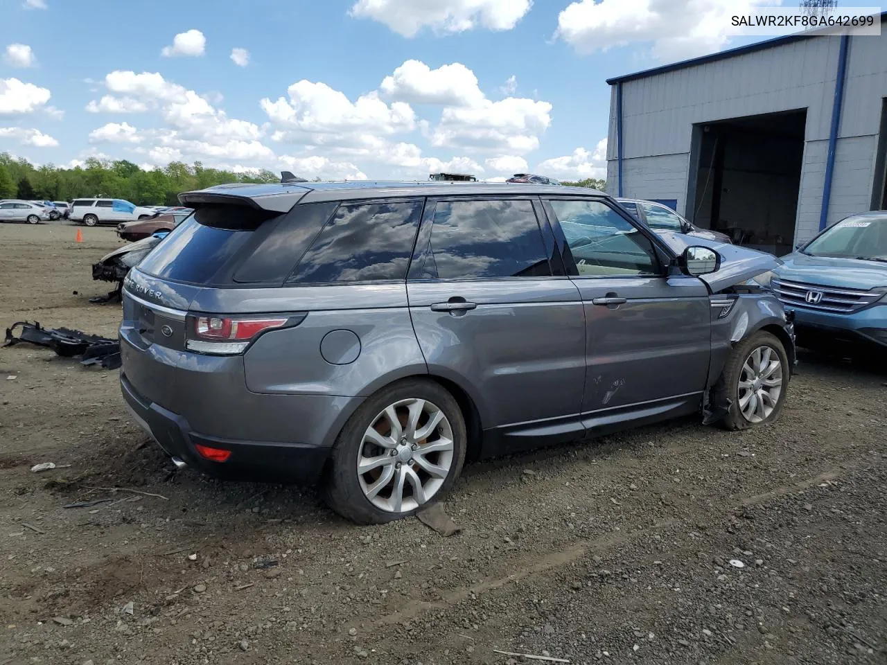 2016 Land Rover Range Rover Sport Hse VIN: SALWR2KF8GA642699 Lot: 53093344