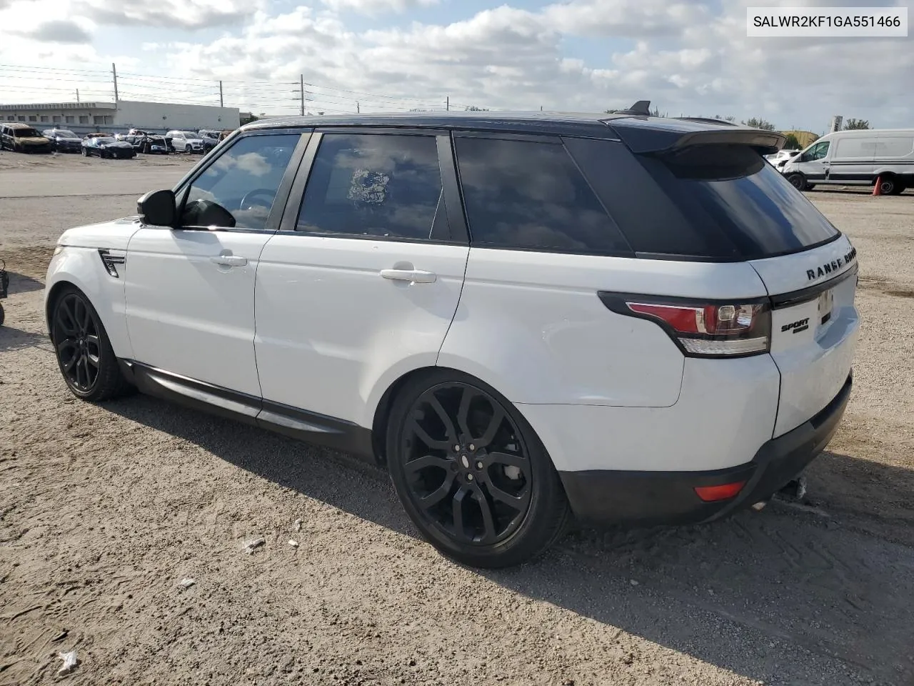 2016 Land Rover Range Rover Sport Hse VIN: SALWR2KF1GA551466 Lot: 54202034