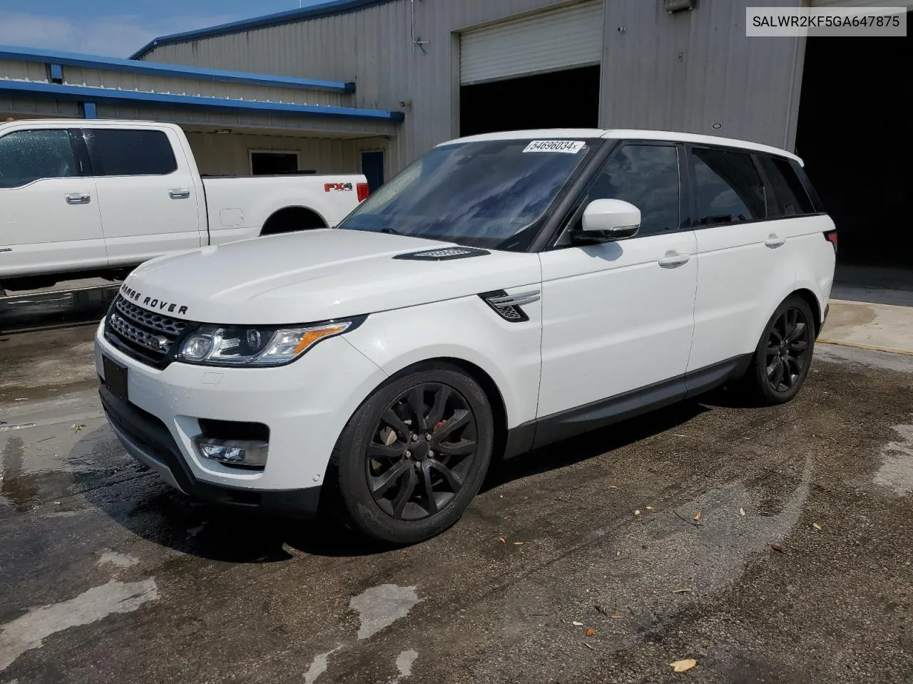 2016 Land Rover Range Rover Sport Hse VIN: SALWR2KF5GA647875 Lot: 54696034