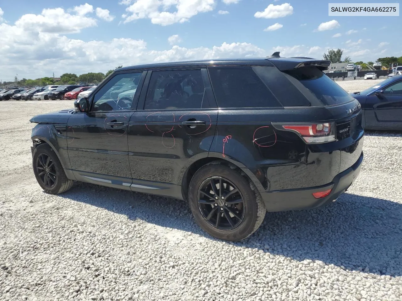 2016 Land Rover Range Rover Sport Se VIN: SALWG2KF4GA662275 Lot: 55599104