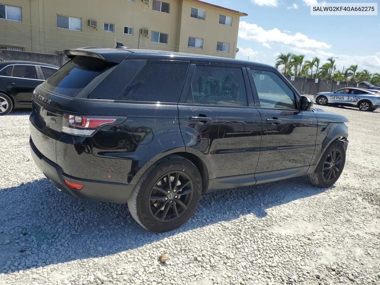 2016 Land Rover Range Rover Sport Se VIN: SALWG2KF4GA662275 Lot: 55599104