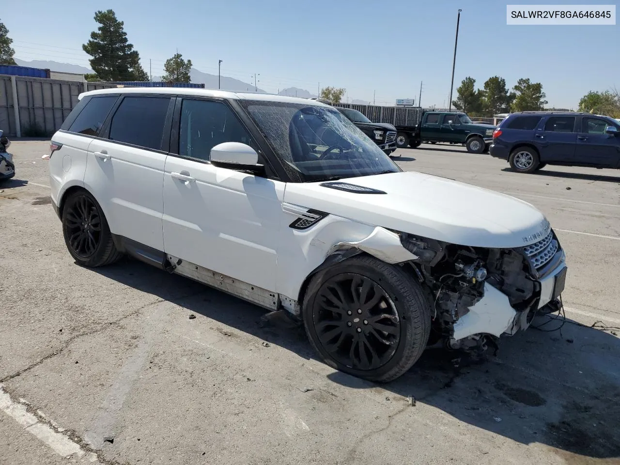 2016 Land Rover Range Rover Sport Hse VIN: SALWR2VF8GA646845 Lot: 56663514